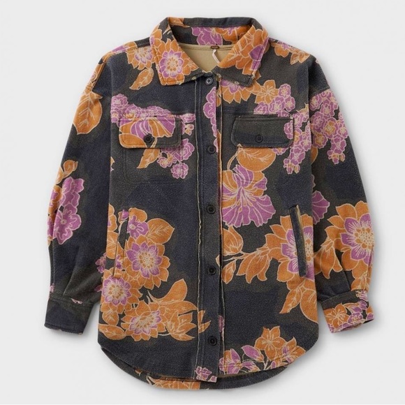 FREE PEOPLE Jacquard Ruby Jacket Oversized Boho in Charcoal size L‎ - Picture 2 of 16